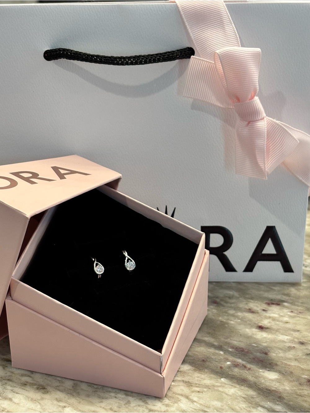 Pandora Silver Teardrop lab grown diamond earrings